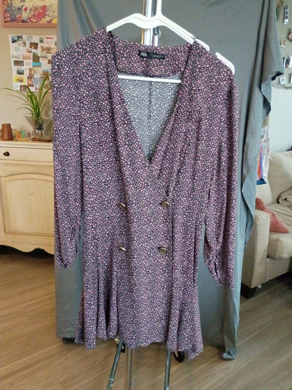 Zara Women's Double-Breasted Floral vogue Print Blazer Romper Size S